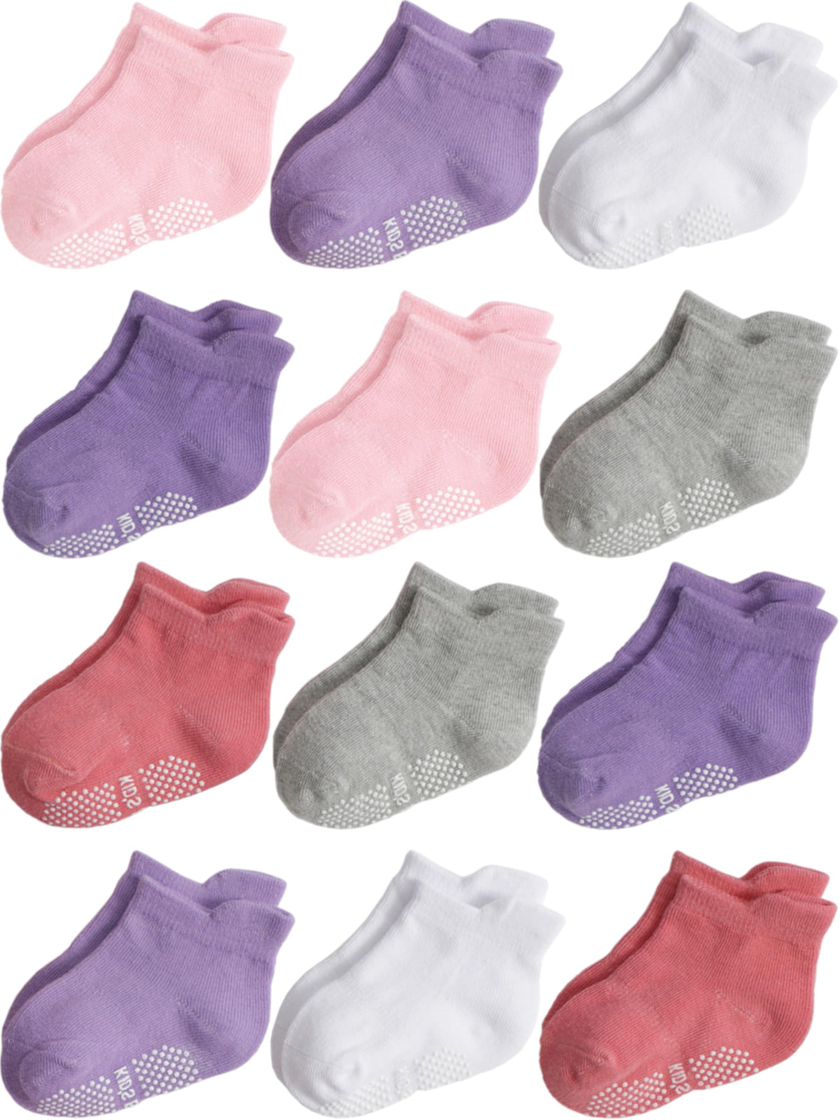 Aroveea Toddler Socks Non Slip Grip Ankle Baby 12 Pack for Kids Boys Girls