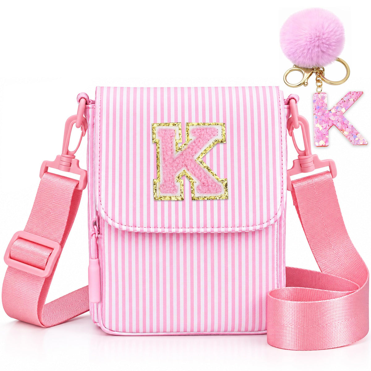 Crossbody Purse for Teen Girls Gifts - Girls Cell Phone Crossbody for Initial Kids Purse with Card Slots Personalized Pink R