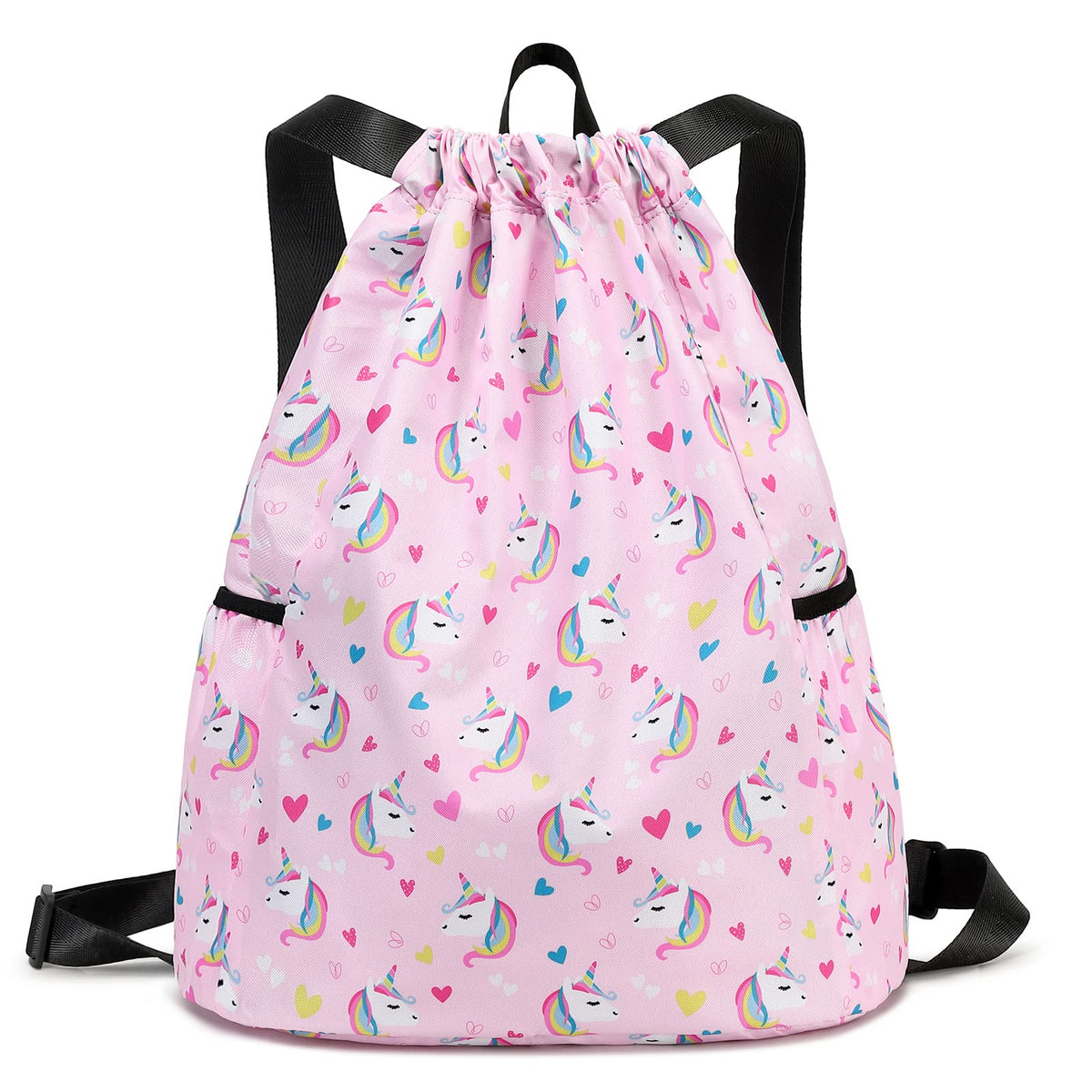 Children Boy Girl Ocean Shark Print Drawstring Backpack Outdoor Casaul Portable Shoulder Bag Swim Gymsack Sack Pack Dark Blue