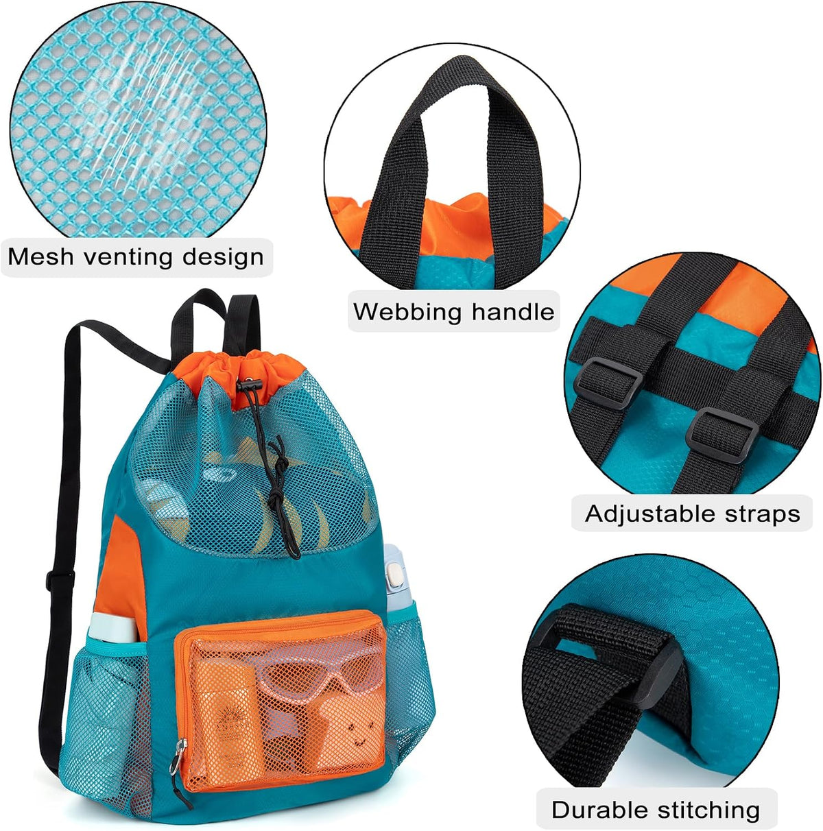 Swim Bag for Kids Mesh Drawstring Backpack for Boys Sport Gym Sackpack