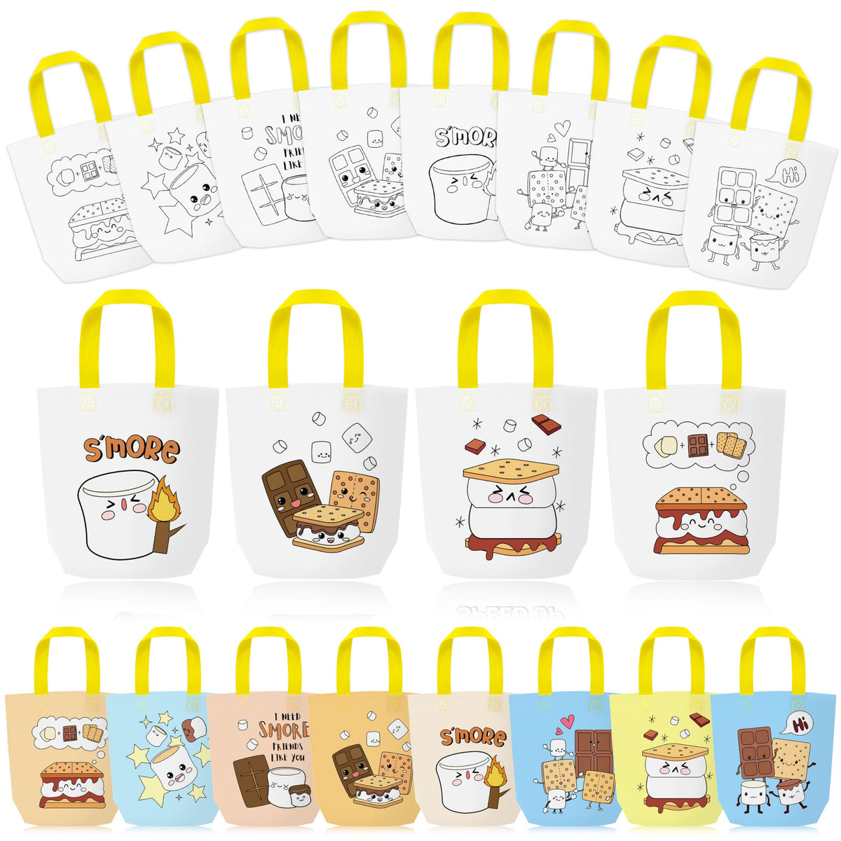 24Pcs Cartoon Coloring Goodie Bags for Kids Party Favor Classroom Reward