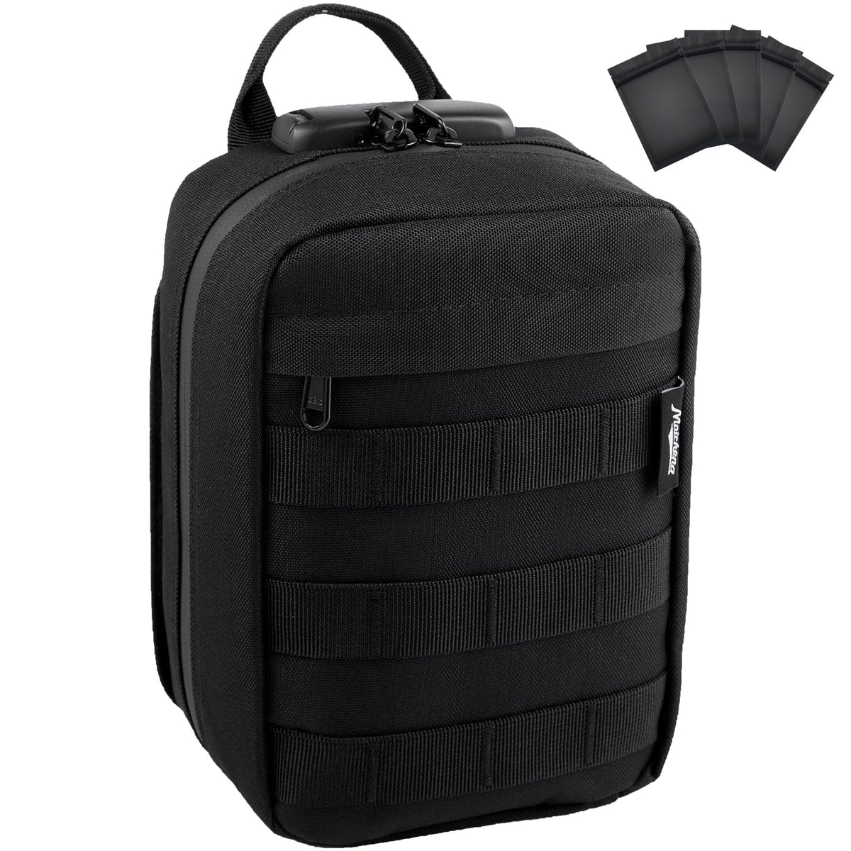 Smell Proof Bag with Combination Lock Travel Medicine Lock Box Carbon Lined Tactical Molle Pouch Mini Money Organizer Container Case