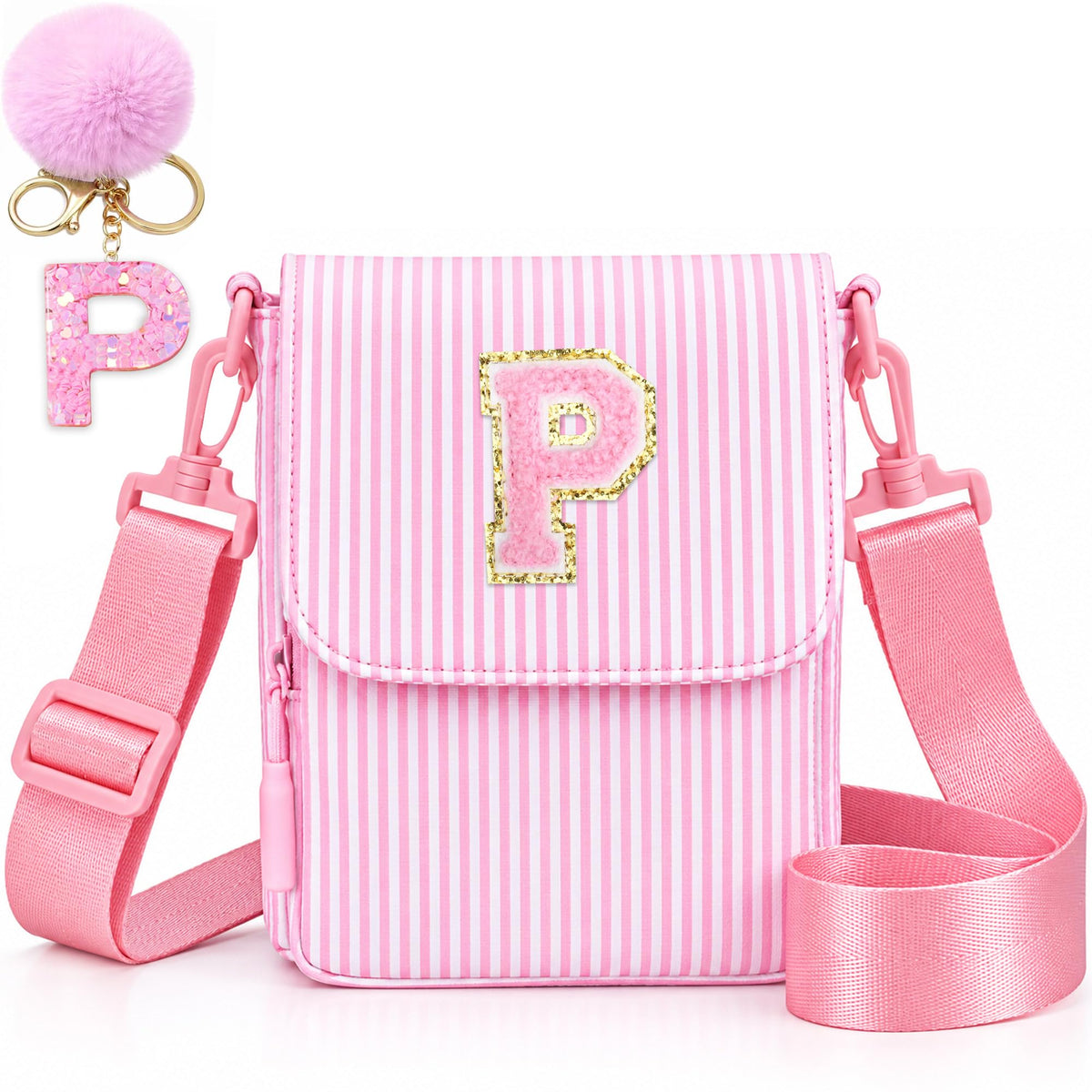 Crossbody Purse for Teen Girls Gifts - Girls Cell Phone Crossbody for Initial Kids Purse with Card Slots Personalized Pink R