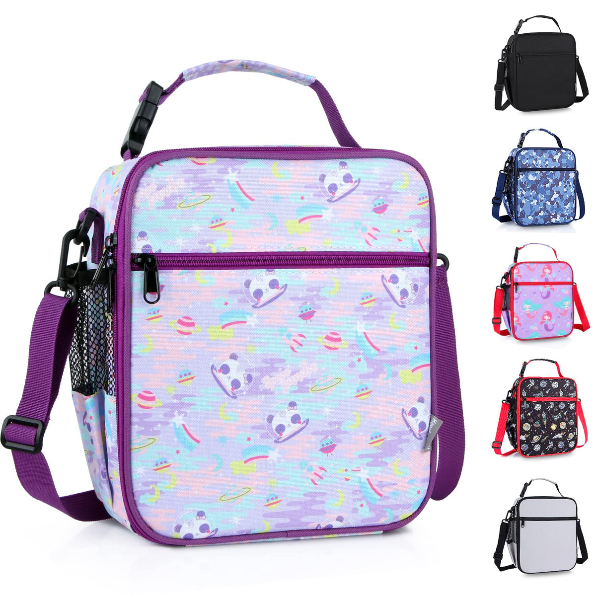Kids Insulated Lunch Box Bag, Thermal Picnic Cool Bags with Adjustable Strap for Adults Children Women Men Boys Girls School Work (CAM-Blue)