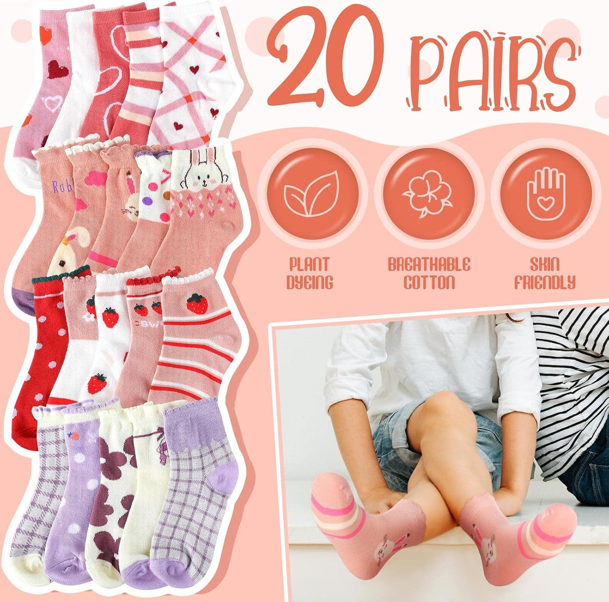 Bencailor 20 Pairs Girls Socks
