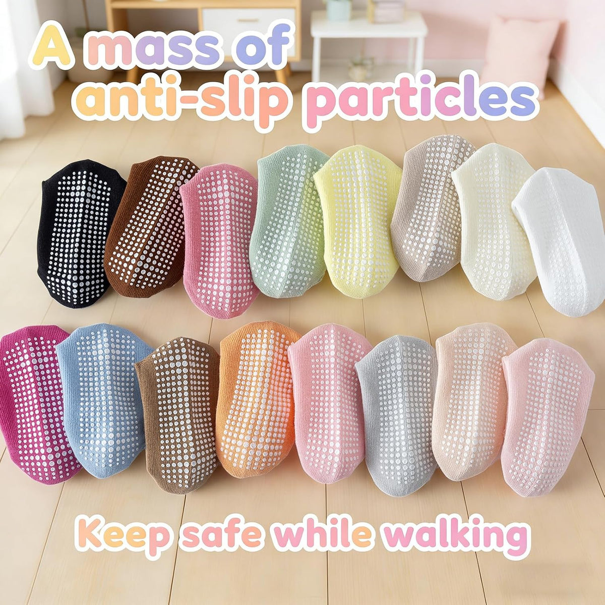DarkCom Toddler Baby Socks Ruffle Girls Grip Non Slip Cute Socks for Kids