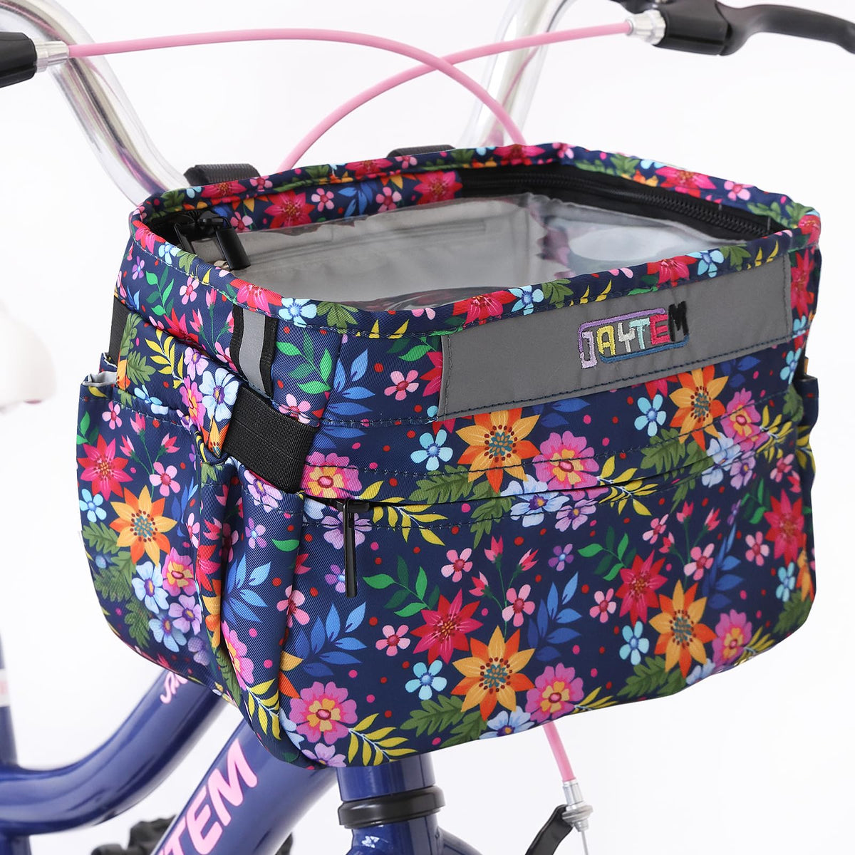Kids Bike Basket, Bike Basket Front Frame Handlebar Bag, Waterproof Bicycle Basket Bag with Zipper Closure & Reflective Straps Fit Most Toddlers Bike, Tricycle or Scooter