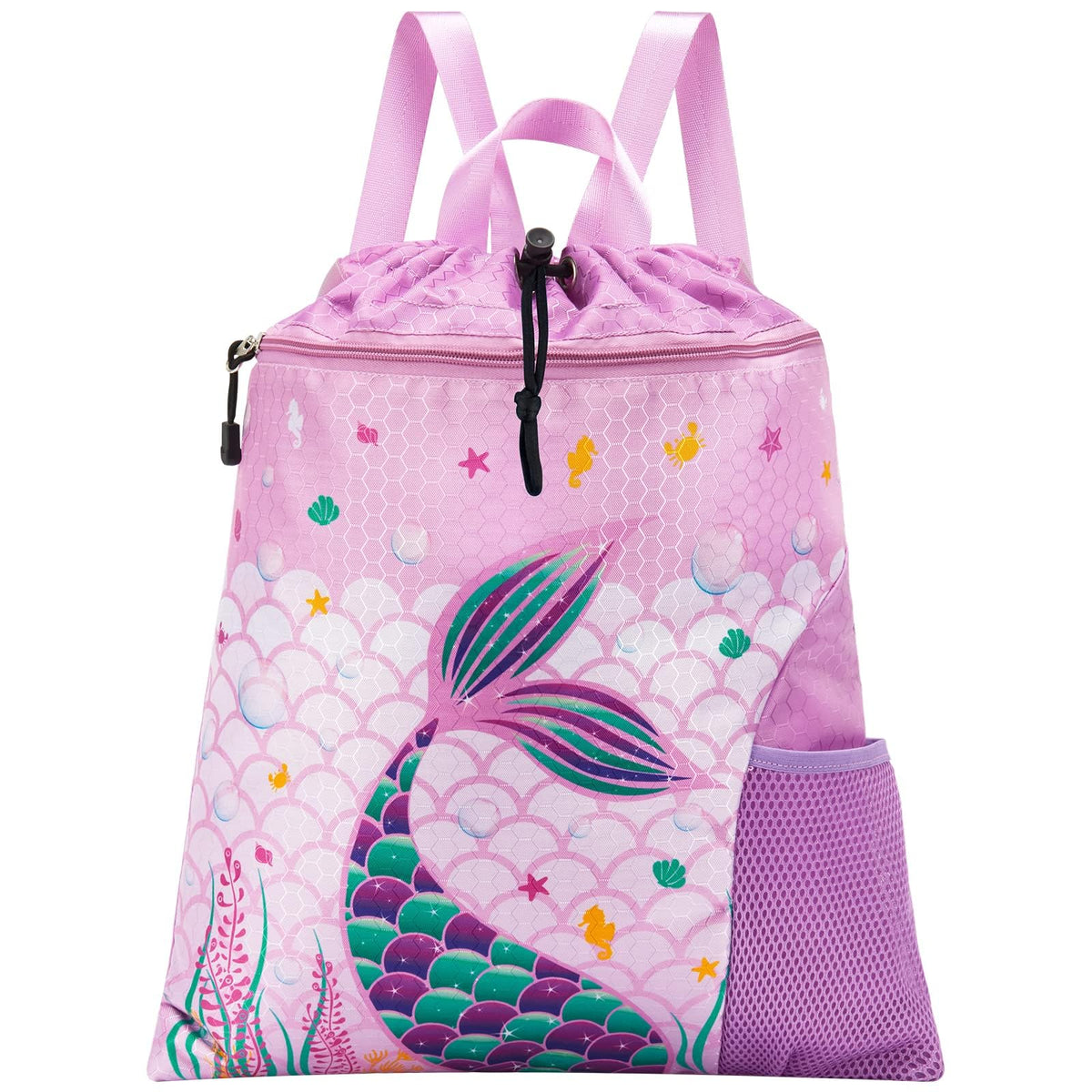 WAWSAM Gym Drawstring Backpack for Kids, Kids Drawstring Gym Cinch Bag with Bottle Pocket