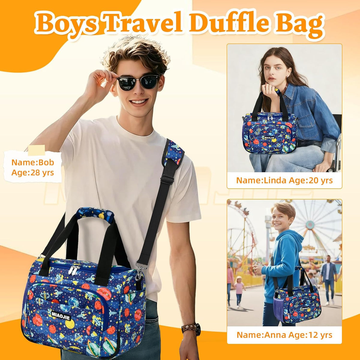 Kids Duffle Bag for Girls Boys, Kids Travel Bags -14IN Outer Space