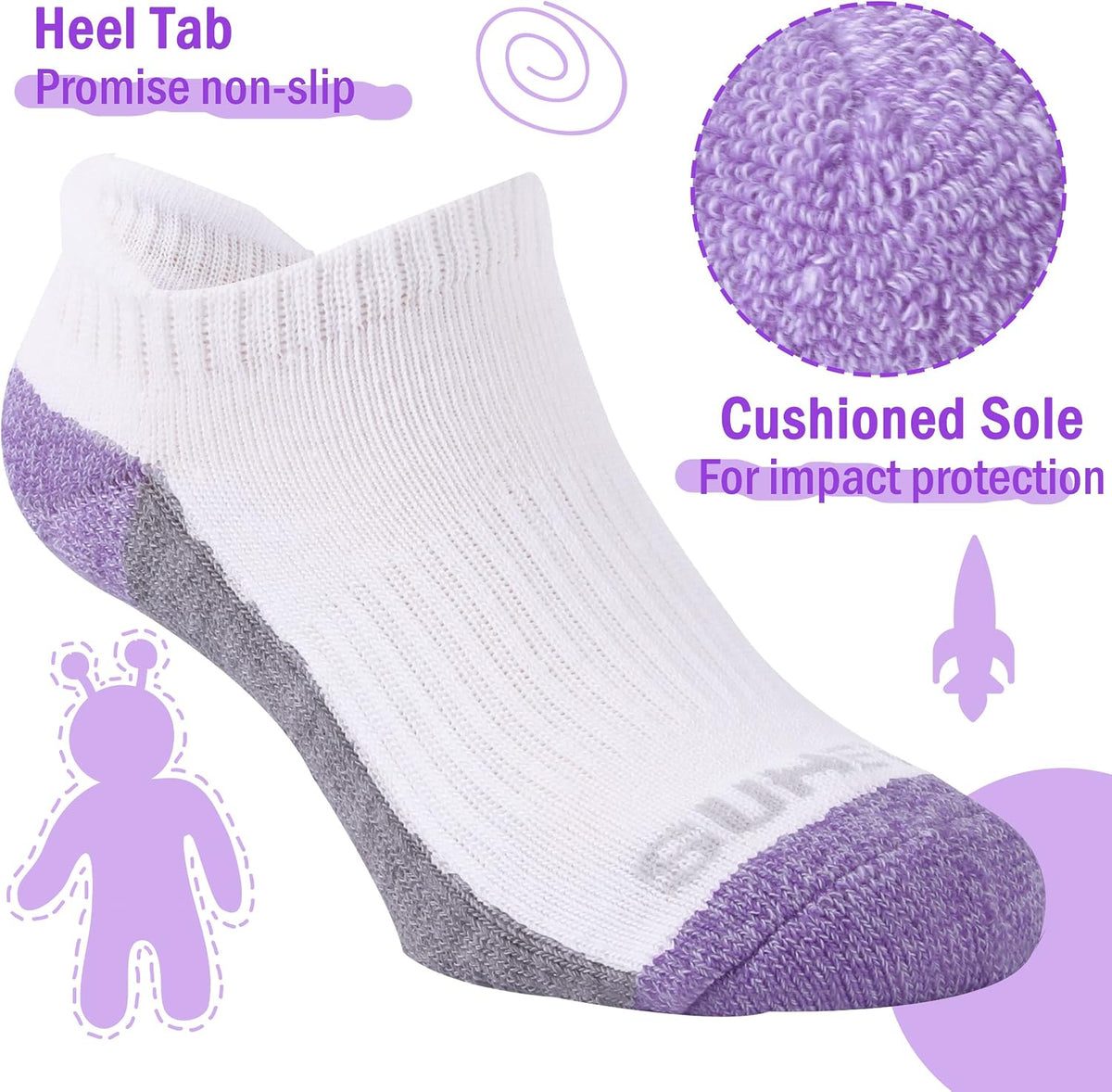 Sunew Baby and Toddler Socks, Boys Girls Cushioned Athletic Ankle/Low Cut Socks 6-Pair