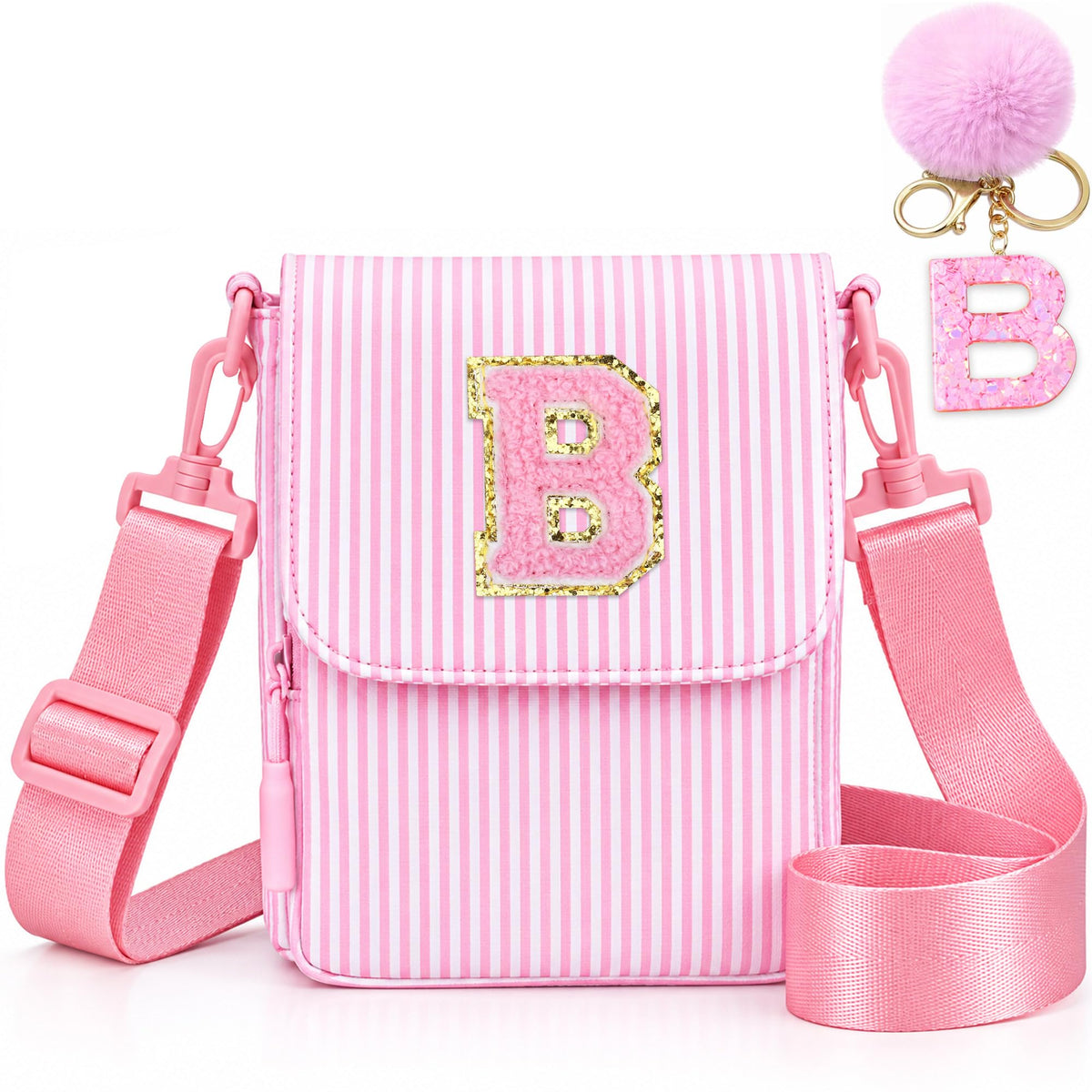 Crossbody Purse for Teen Girls Gifts - Girls Cell Phone Crossbody for Initial Kids Purse with Card Slots Personalized Pink R