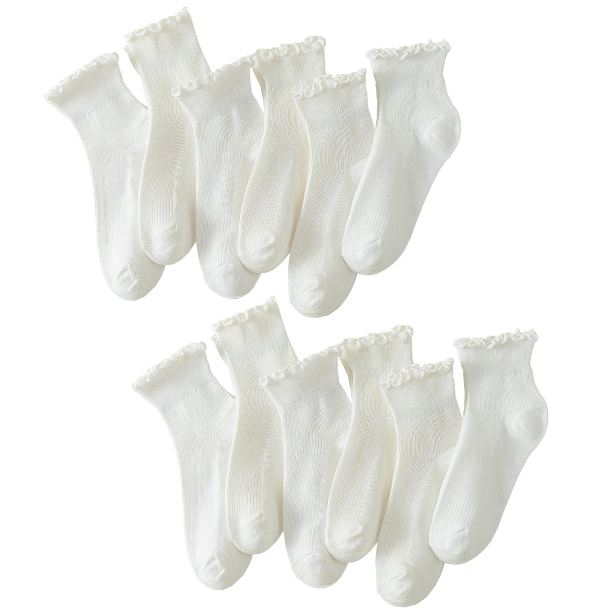 Hstyle 6 Pairs of Ruffle Socks Women, Cute Ruffle Ankle Socks