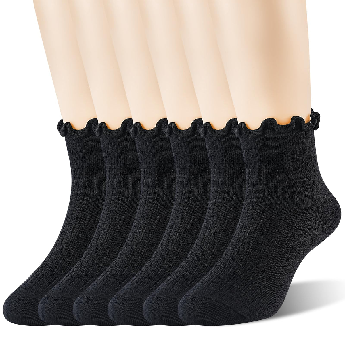 Age 3-10 Girls 100% Cotton Ruffle Socks, Cute Soft Breathable Frilly Dress Socks for Girls