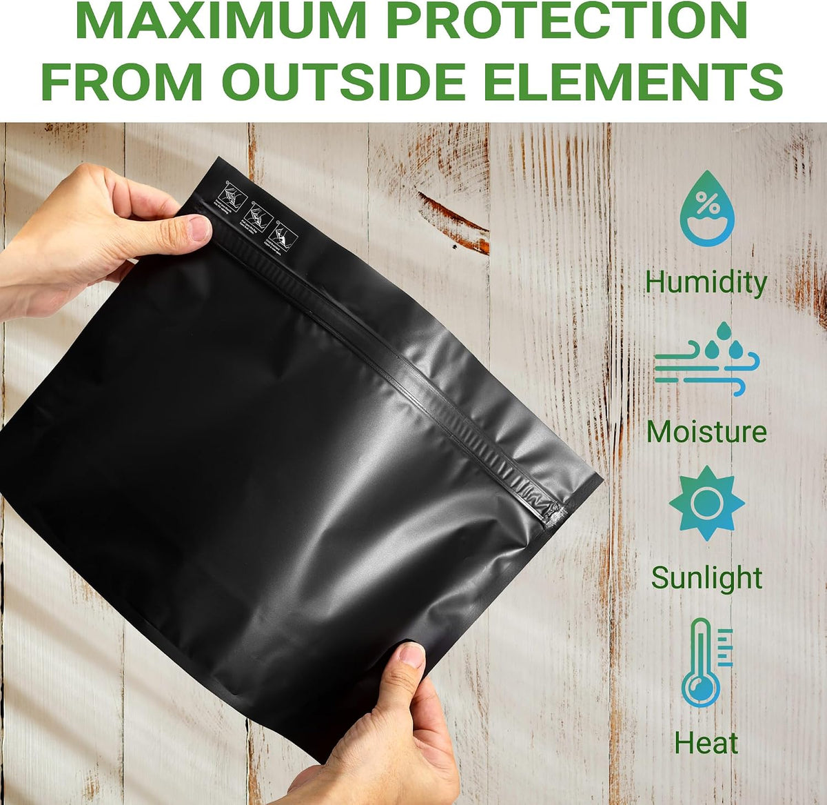 50 Pack Glossy Black 12"x9"x4" Resealable Stand Up Pouch ASTM-D3475 Standard Child Resistant Exit Bags