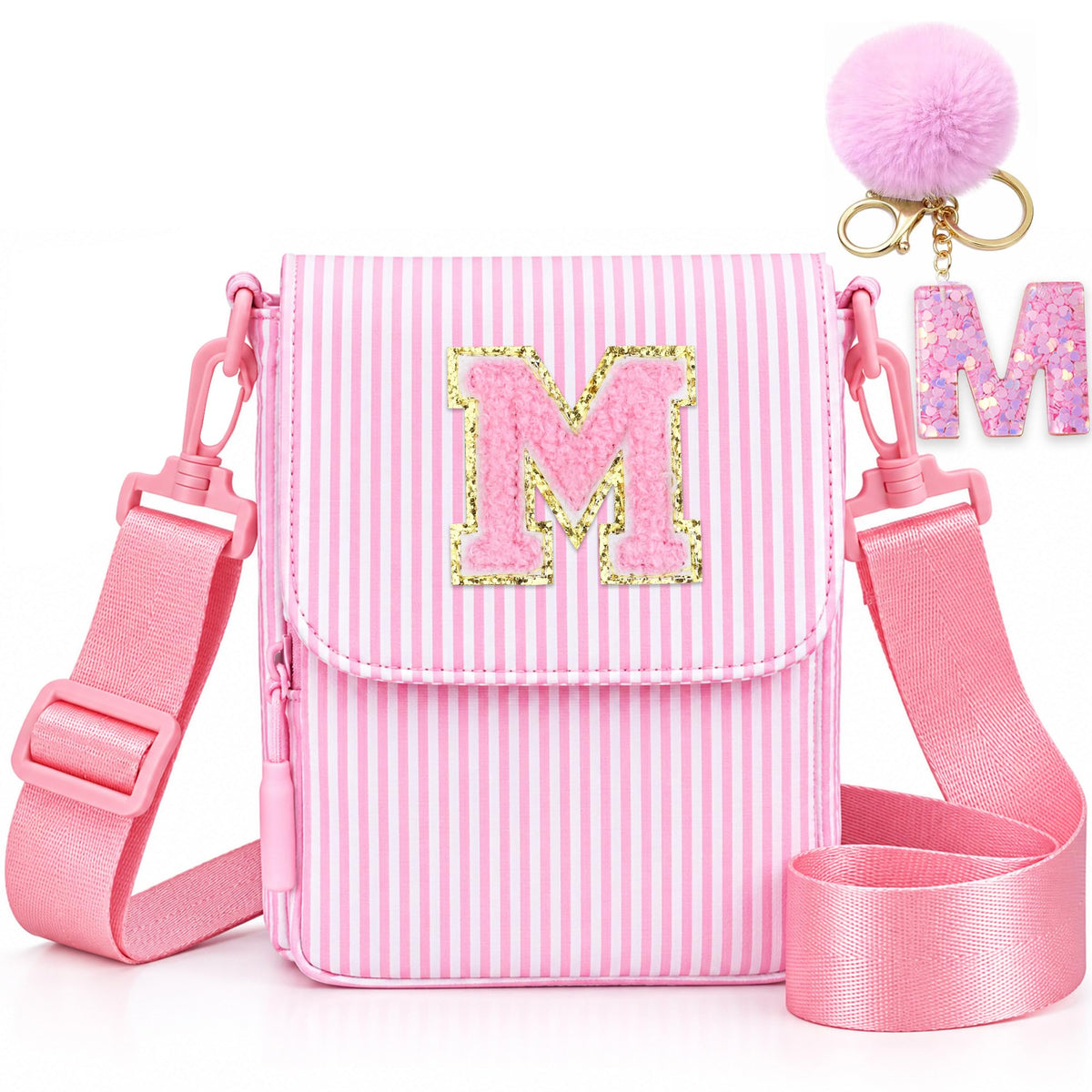 Crossbody Purse for Teen Girls Gifts - Girls Cell Phone Crossbody for Initial Kids Purse with Card Slots Personalized Pink R