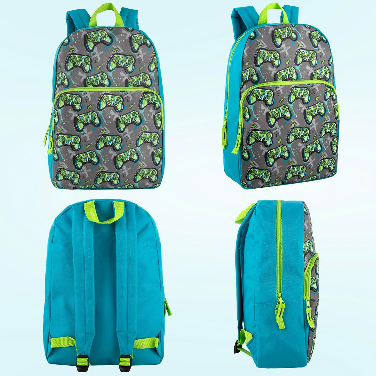 Trail maker Fun School Backpack for Elementary Middle School Girls and Boys | 17 Inch Printed Backpacks for School Kids, Travel (Game Controllers)