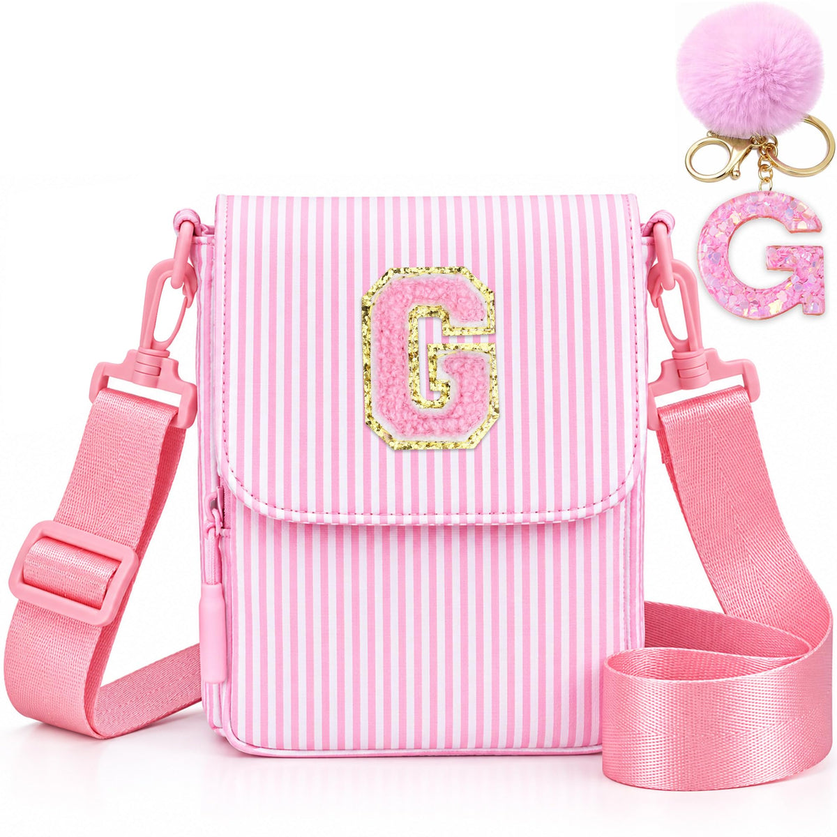 Crossbody Purse for Teen Girls Gifts - Girls Cell Phone Crossbody for Initial Kids Purse with Card Slots Personalized Pink R