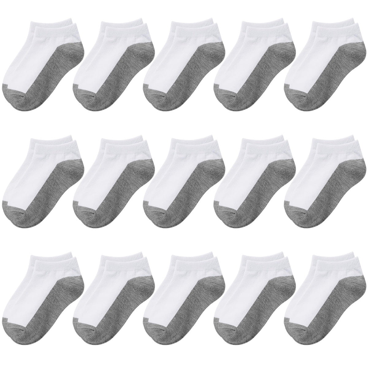 BOOPH 15Pcs Kids Socks for Boys Girls Cushion Low Cut Athletic Ankle Socks
