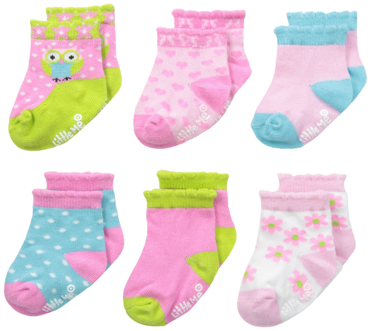 Little Me baby-girls 6 Pack Variety Socks