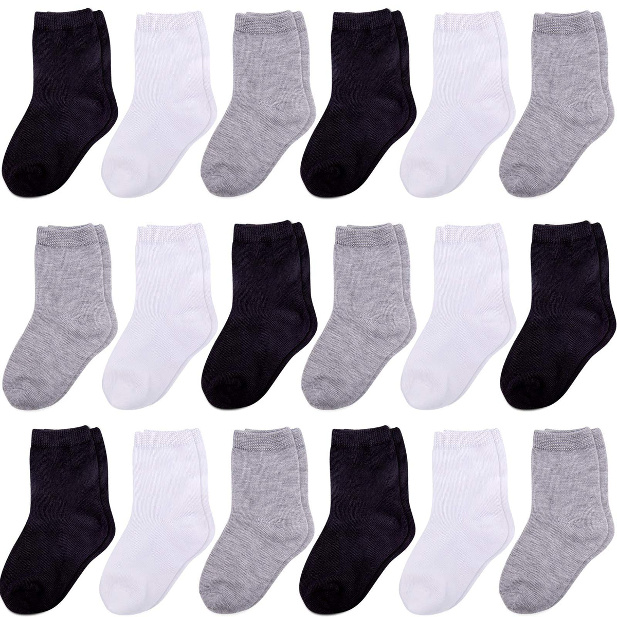 Duufin Toddler Socks 18 Pairs Crew Socks for Toddler Kids Unisex Boys Girls