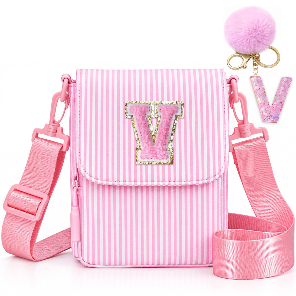 Crossbody Purse for Teen Girls Gifts - Girls Cell Phone Crossbody for Initial Kids Purse with Card Slots Personalized Pink R