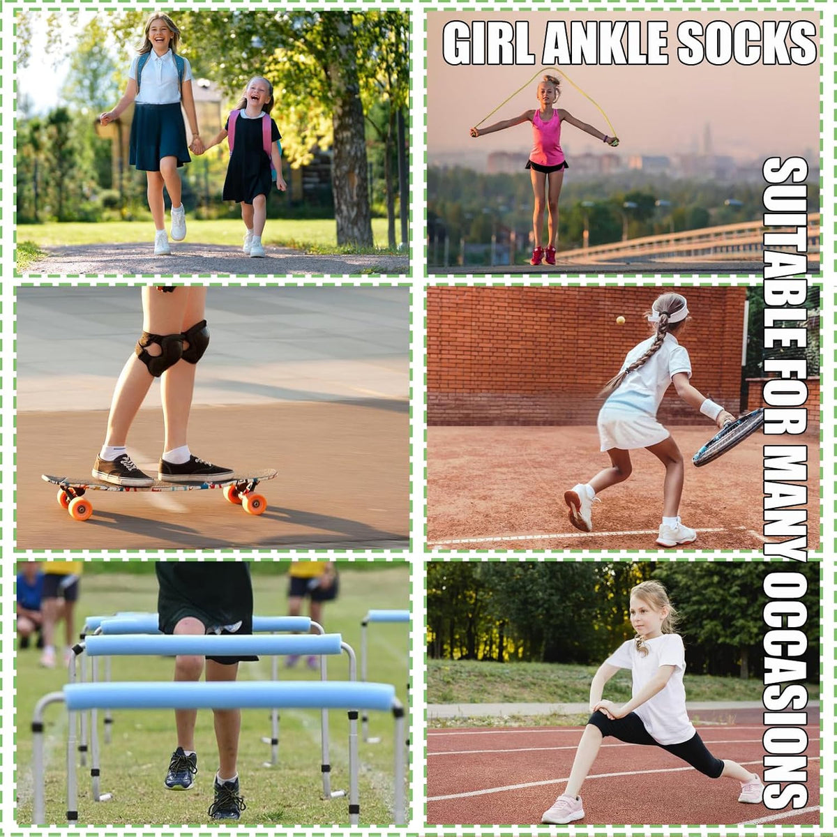 Bemeol Girl Socks 12 Pairs Ankle Socks Girl Running Athletic Sock Low Cut Cotton Casual Sock for Kids
