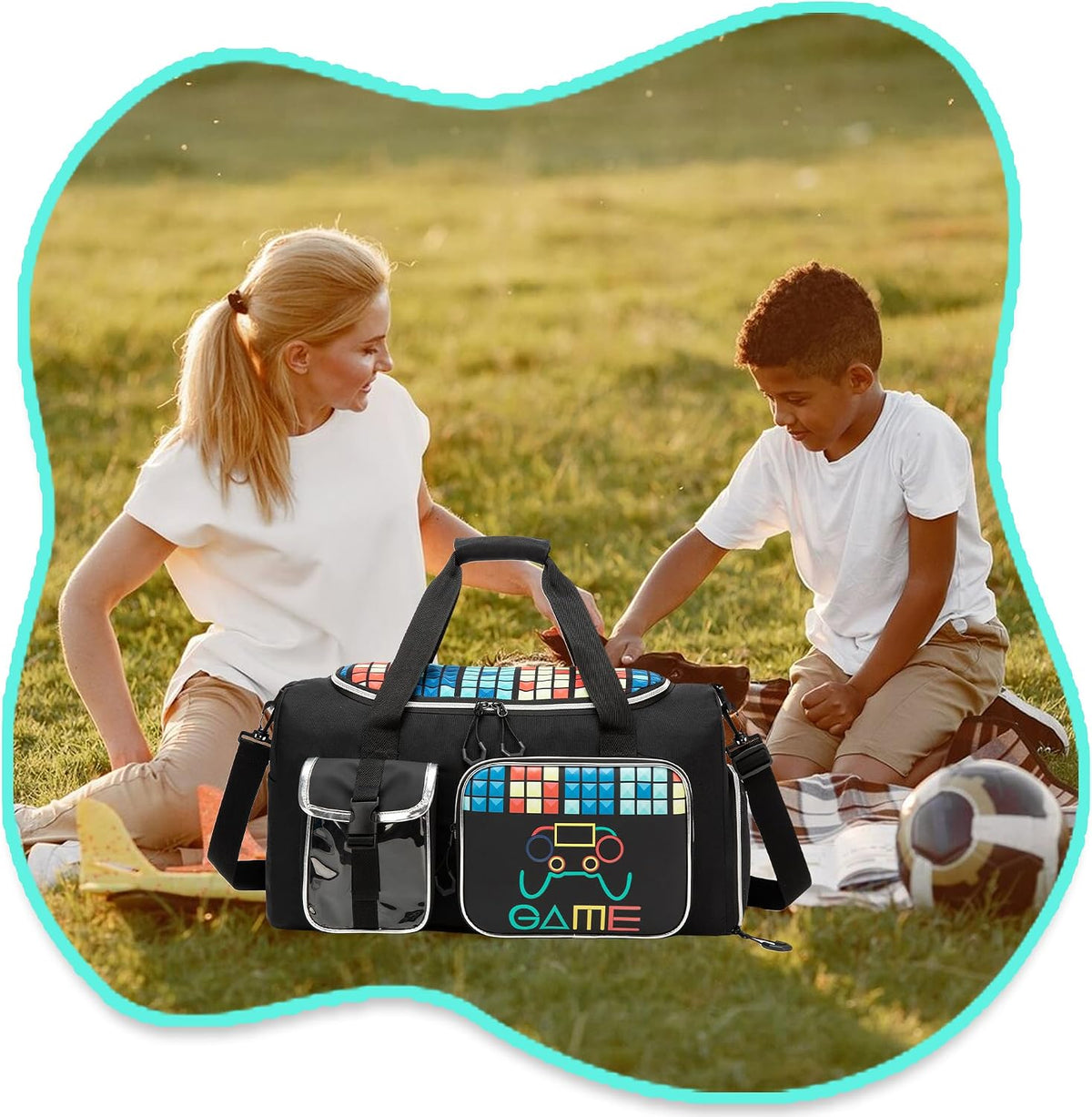 Kids Duffle Bag Boys Overnight Bag for Kids Weekender Travel Bags for Boys Sports Gym Tennis Bags with Shoe Compartment