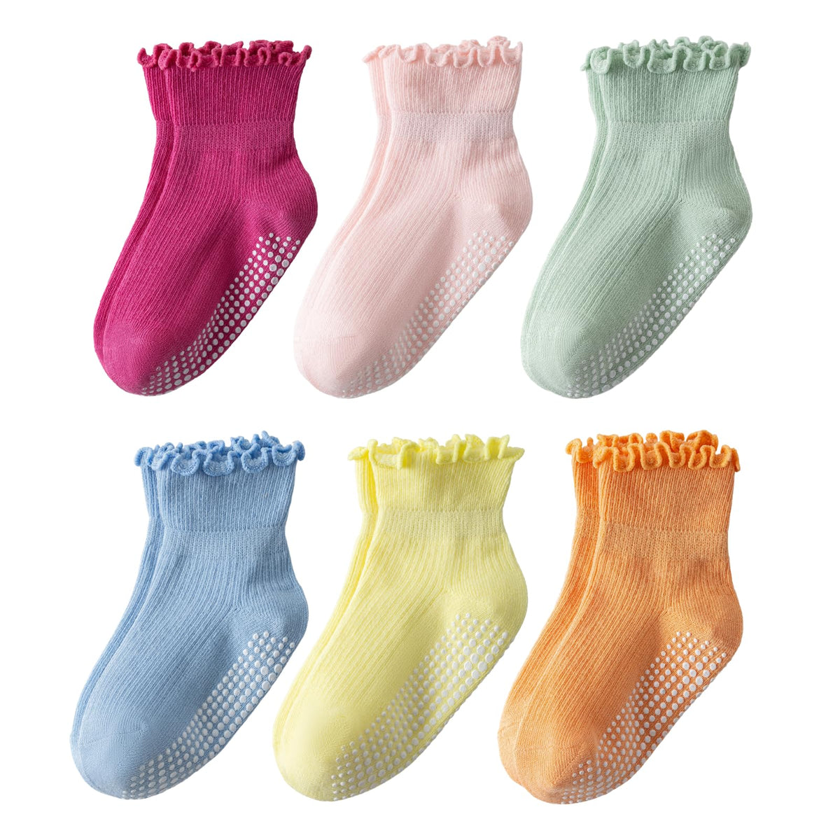 DarkCom Toddler Baby Socks Ruffle Girls Grip Non Slip Cute Socks for Kids