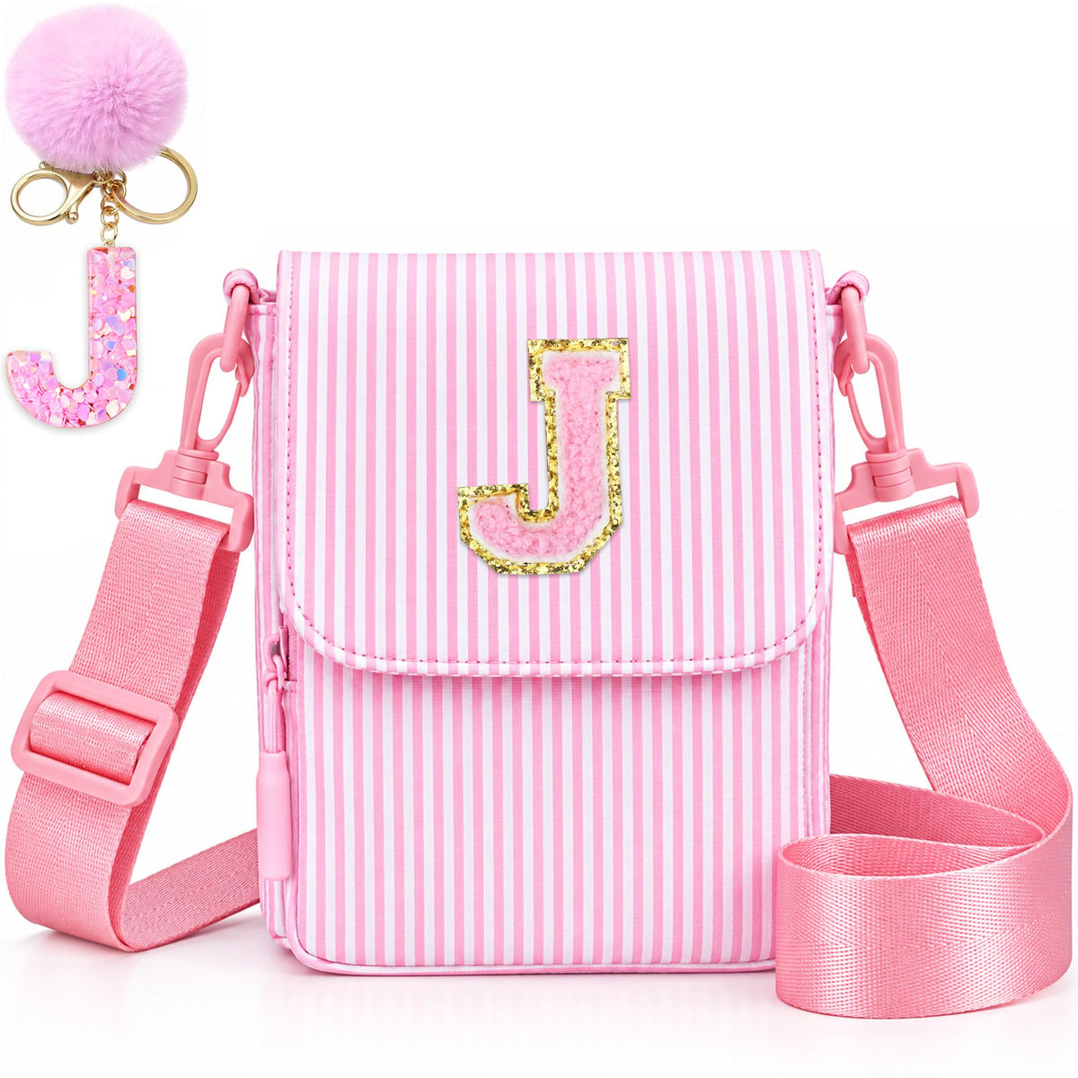 Crossbody Purse for Teen Girls Gifts - Girls Cell Phone Crossbody for Initial Kids Purse with Card Slots Personalized Pink R