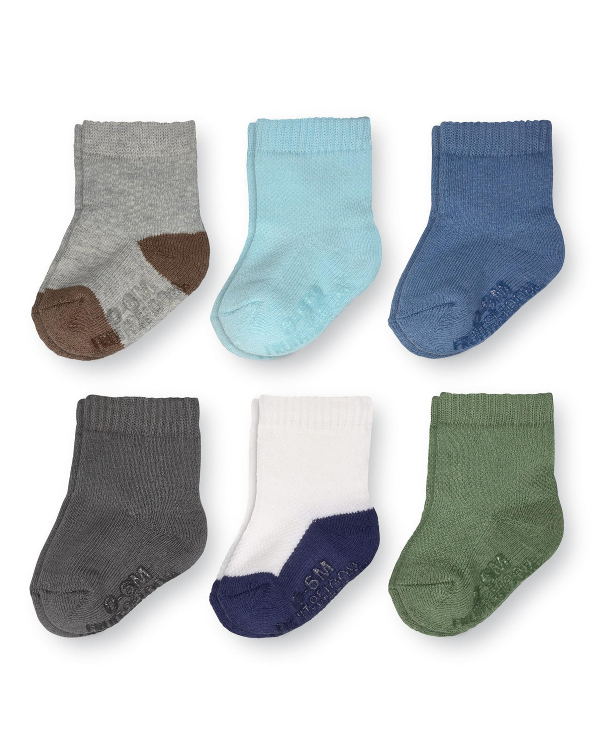 Fruit of the Loom All Weather Baby & Toddler Socks - Cotton Crew Socks with Grips for Boys, Girls and Unisex