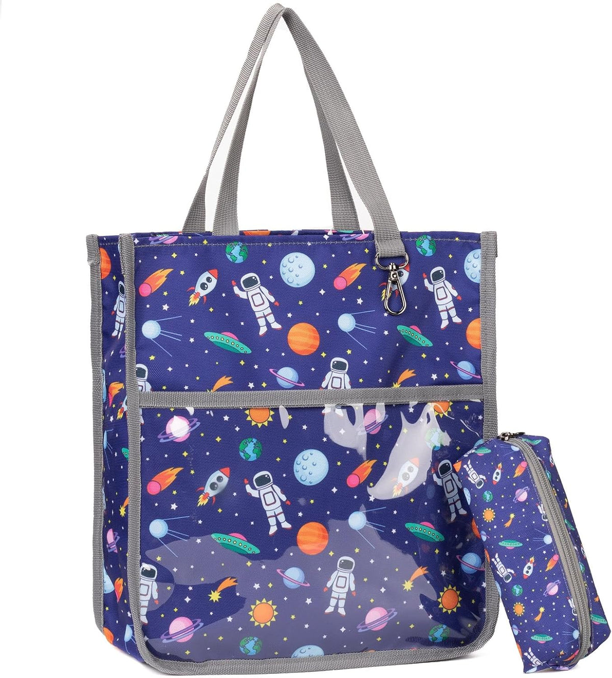 Kids Cute Tote Bags for Boys Girls Ages 4-16,Handbags with Pencil Case, Book Tote Bags with Zipper for School and Playtime (grey)
