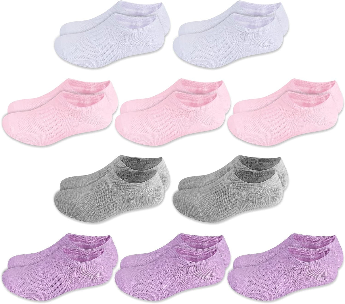 Cozi Foot 10 Pairs Boys Girls No Show Socks Cotton Non Slip Low Cut Socks