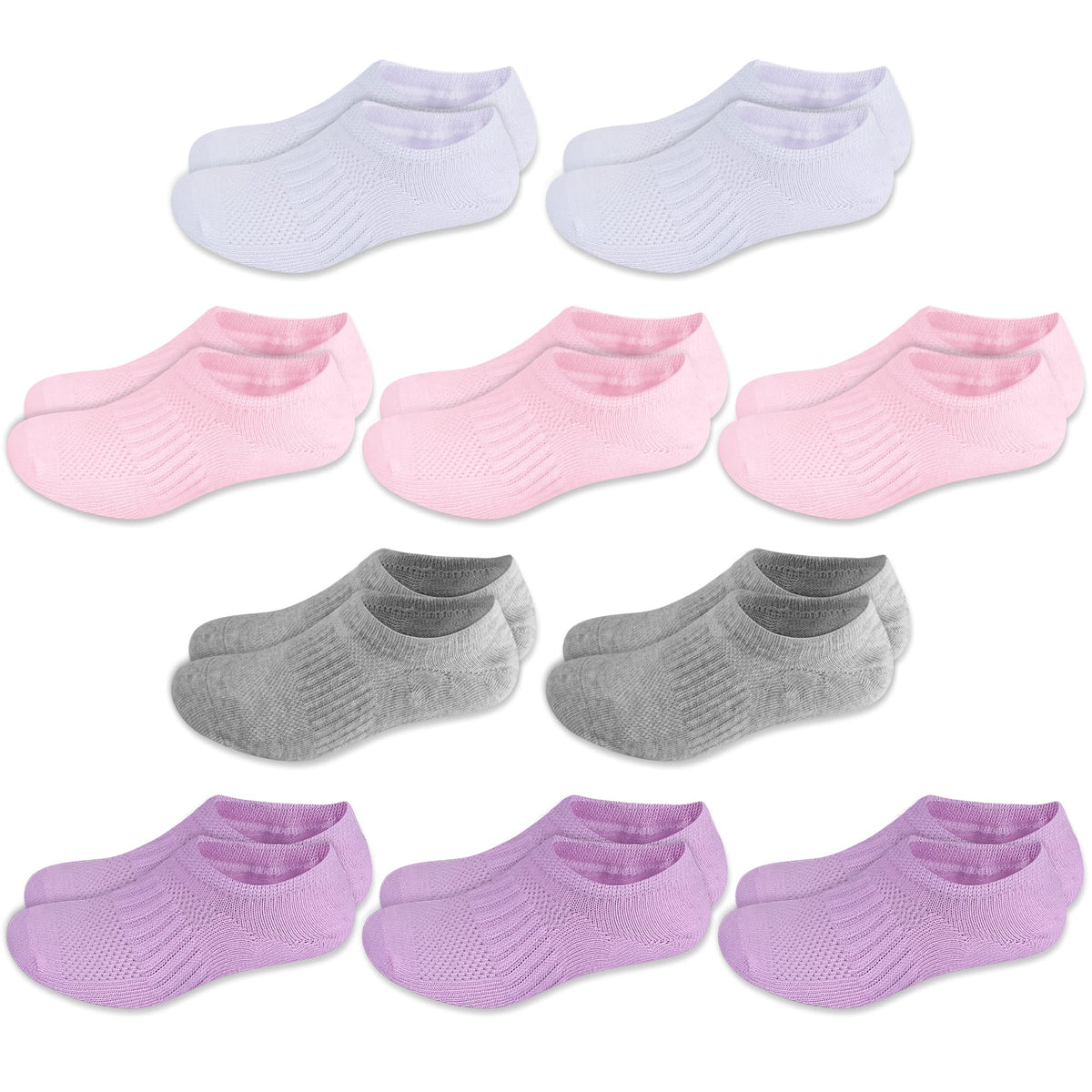 Cozi Foot 10 Pairs Boys Girls No Show Socks Cotton Non Slip Low Cut Socks