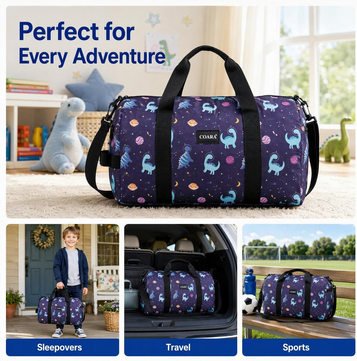 Kids Duffle Bag Overnight Travel Sports Weekender Duffel Bag for Boys Girls