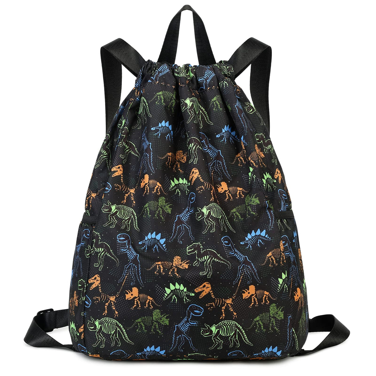 Children Boy Girl Ocean Shark Print Drawstring Backpack Outdoor Casaul Portable Shoulder Bag Swim Gymsack Sack Pack Dark Blue