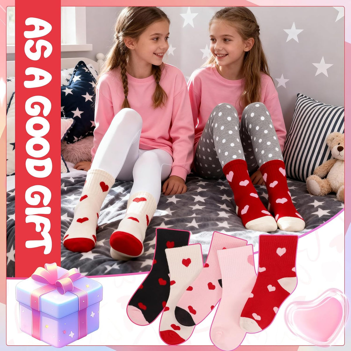 Girls Kids Crew Athletic Socks Cotton Breathable