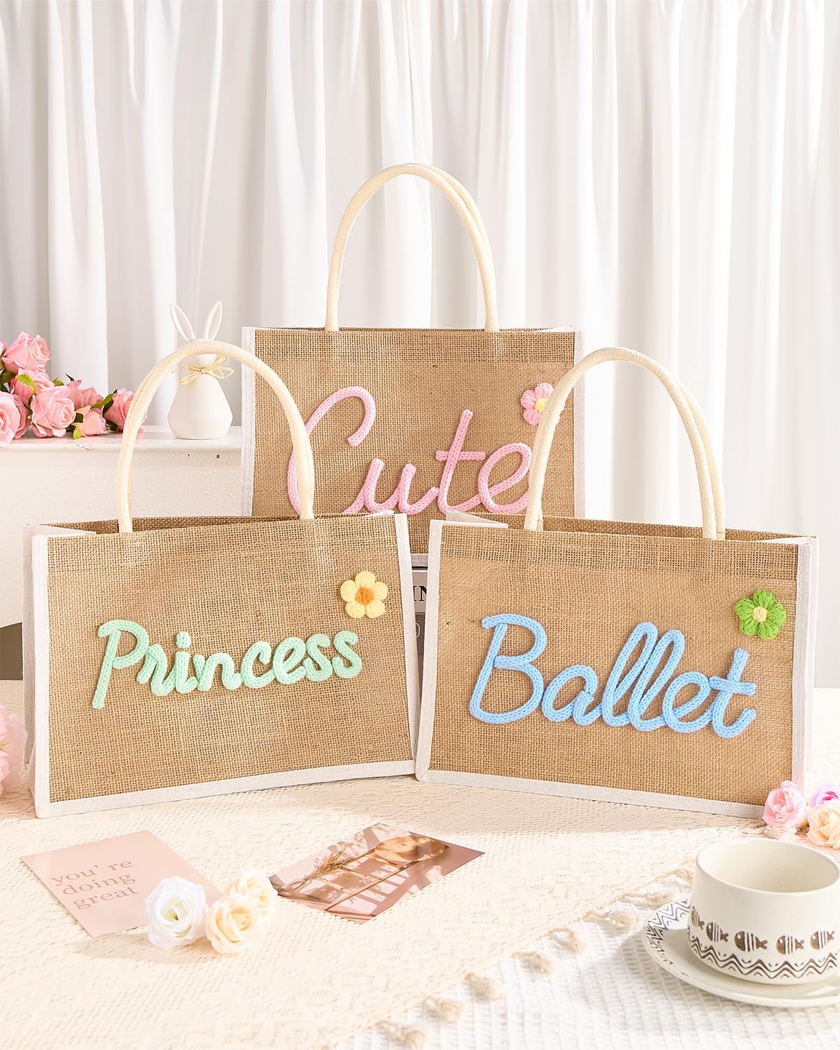 Personalized Embroidered Beach Bag for Kids, Custom Waterproof Tote Bags for Children, Monogram Large Capacity Collecting Toys Flower Girls Birthday Christmas Gifts Handbag for Wedding, Swim, Picnic