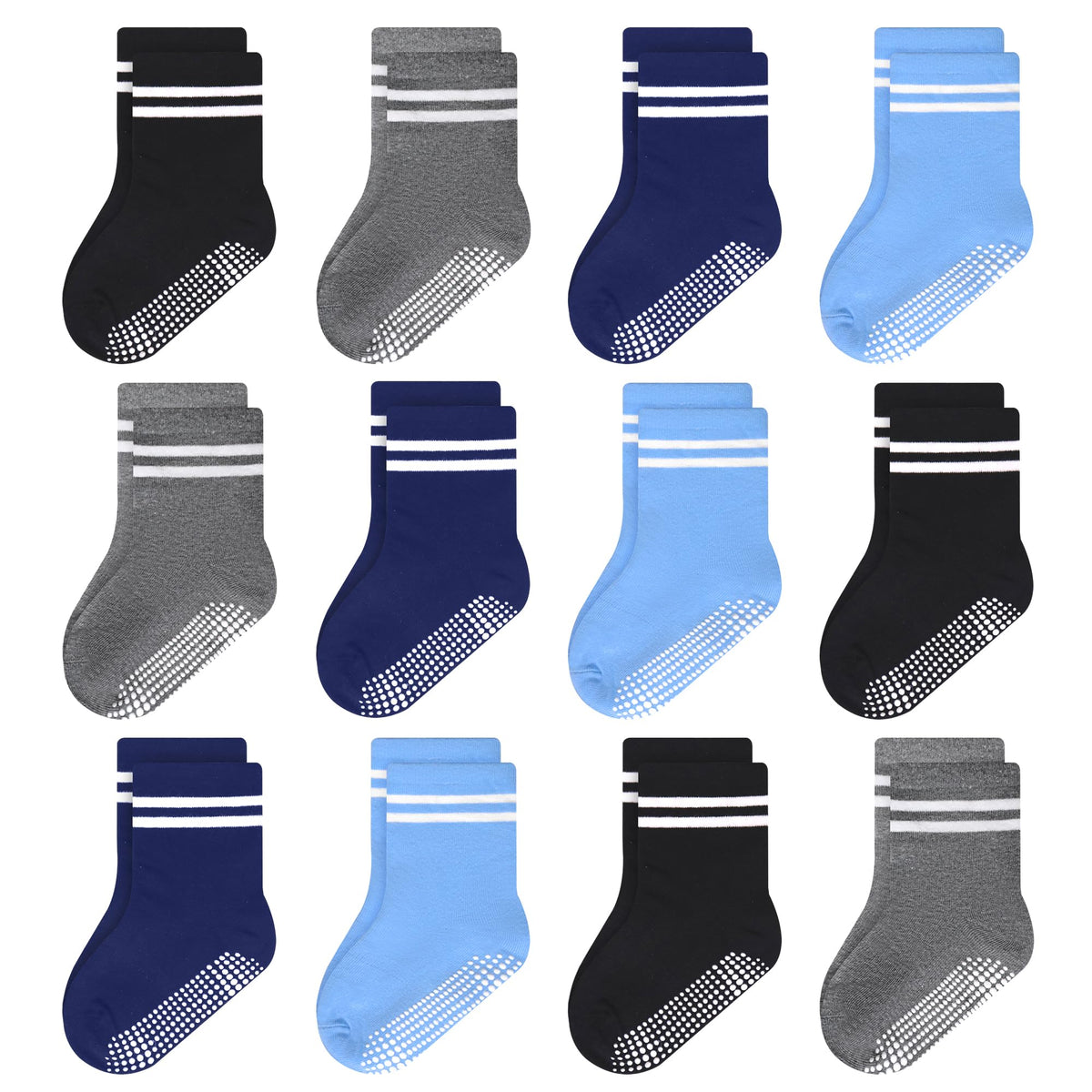 ELUTONG Toddler Socks with Grips Anti Slip Ankle Socks 12 Pairs for 1-7 Years Boys Girls Kids Infant Baby