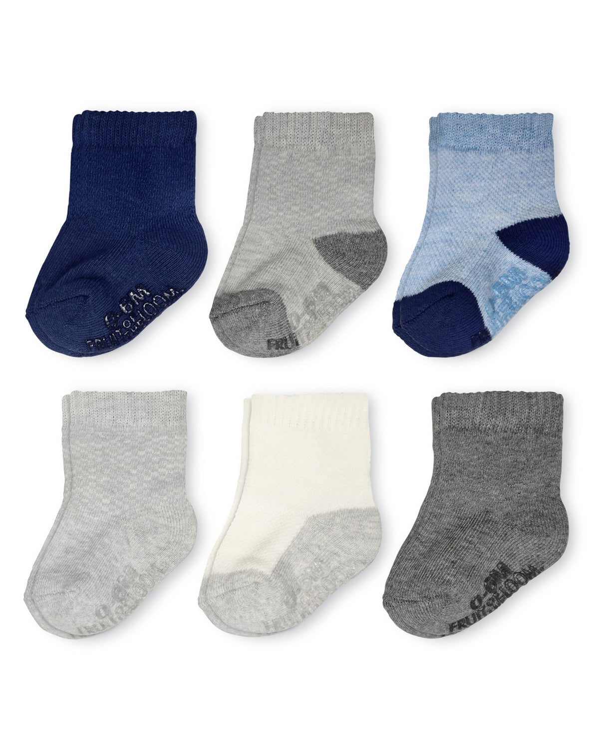 Fruit of the Loom All Weather Baby & Toddler Socks - Cotton Crew Socks with Grips for Boys, Girls and Unisex