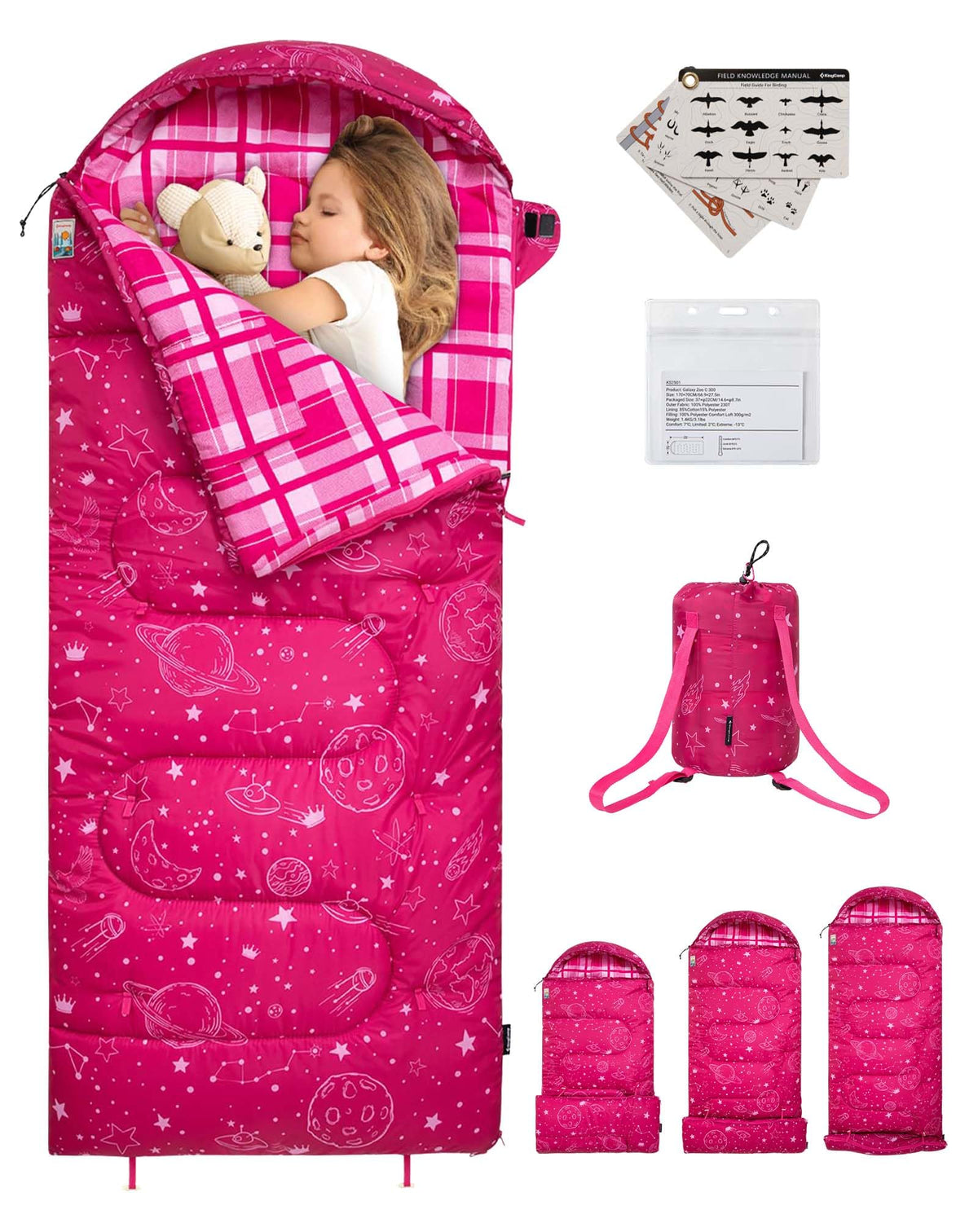 KingCamp 45°F Kids Sleeping Bag, 100% Flannel Sleeping Bag for 10-12 Child