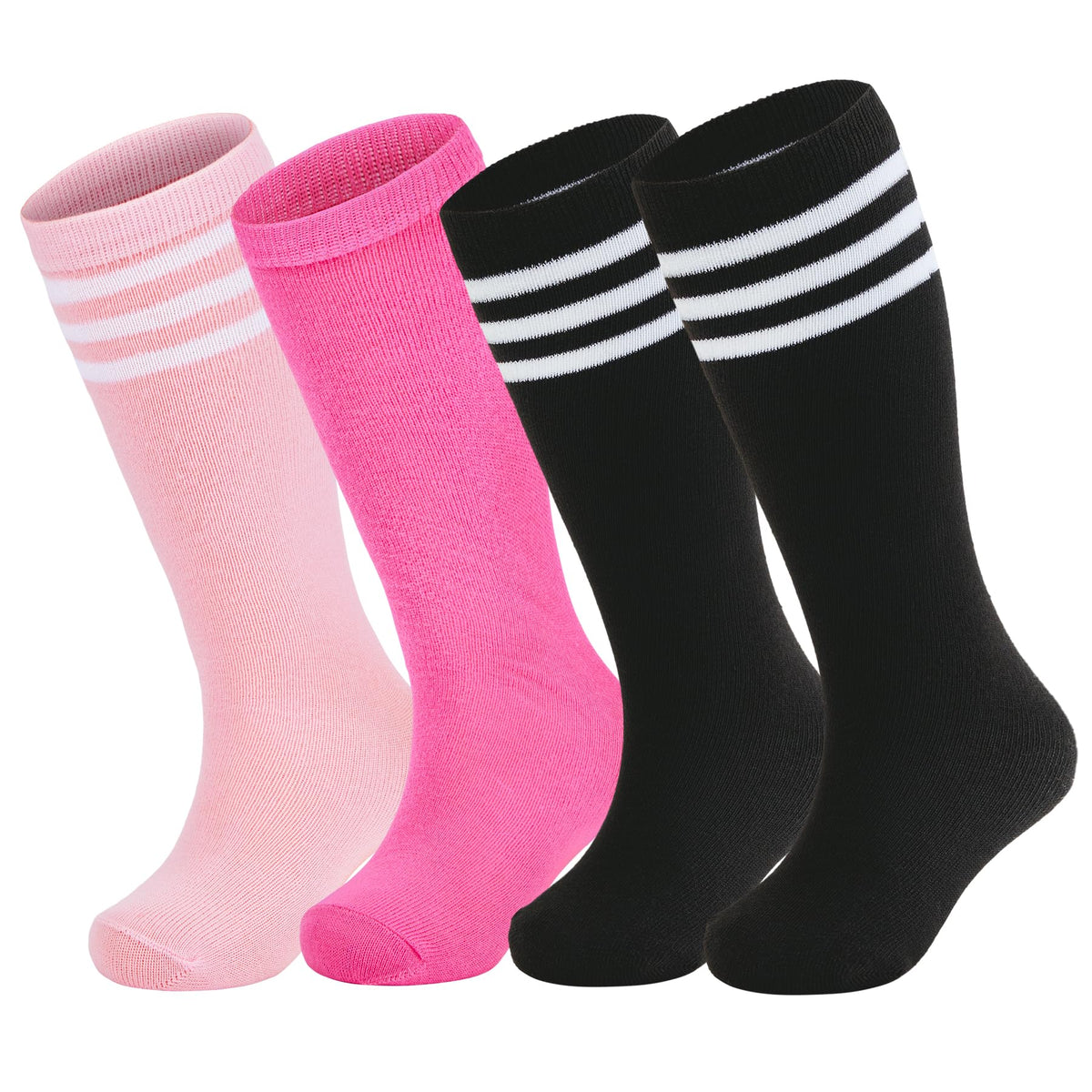 Zando 4 Pairs Kids Soccer Socks Athletic Youth Boys Girls Knee High Socks