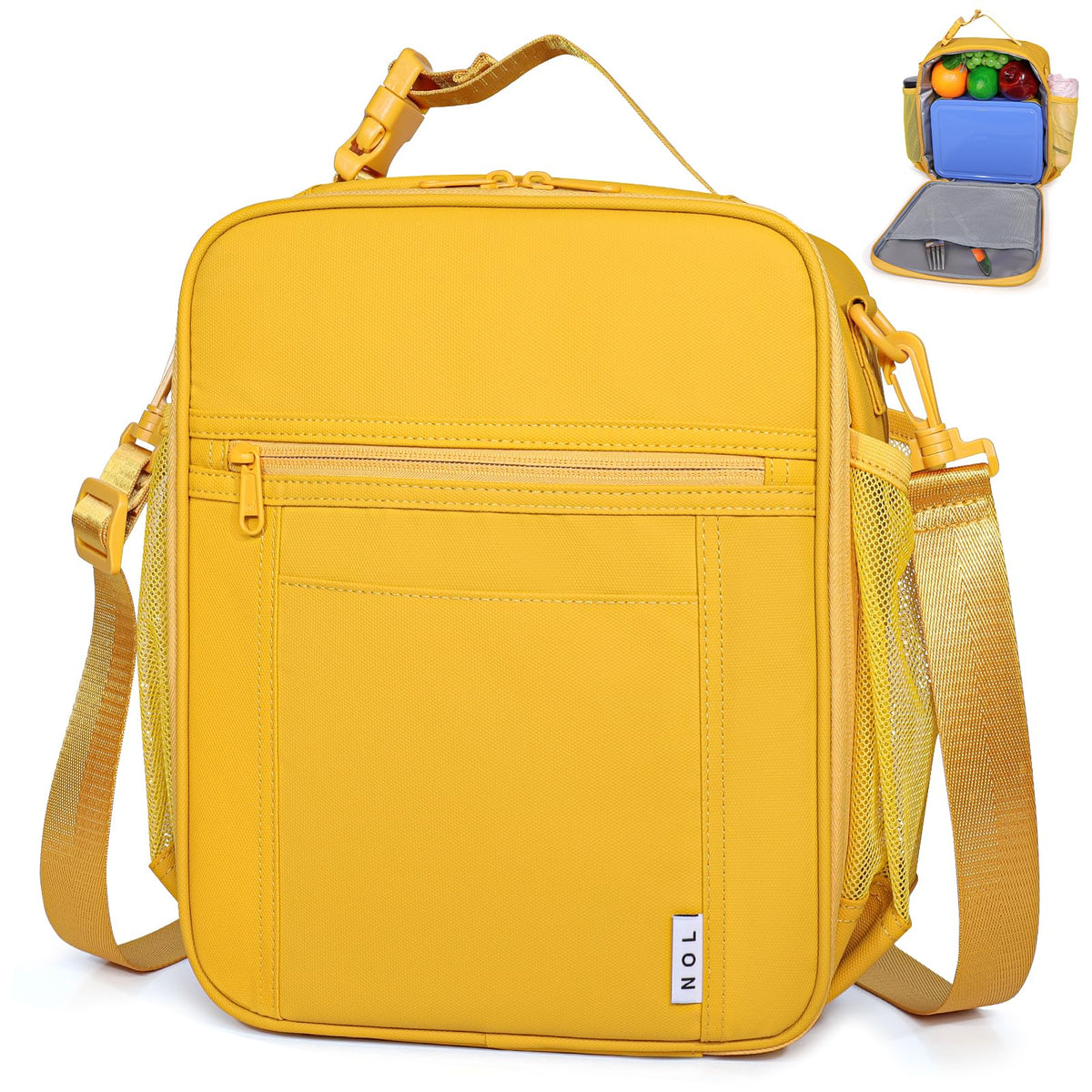 NOL Lunch Bag for Children Adult Insulated Lunch box Waterproof Cooler Reusable Zip Closure with Buckle Handle Holds for Snacks & Water Bottle School Work, Light blue