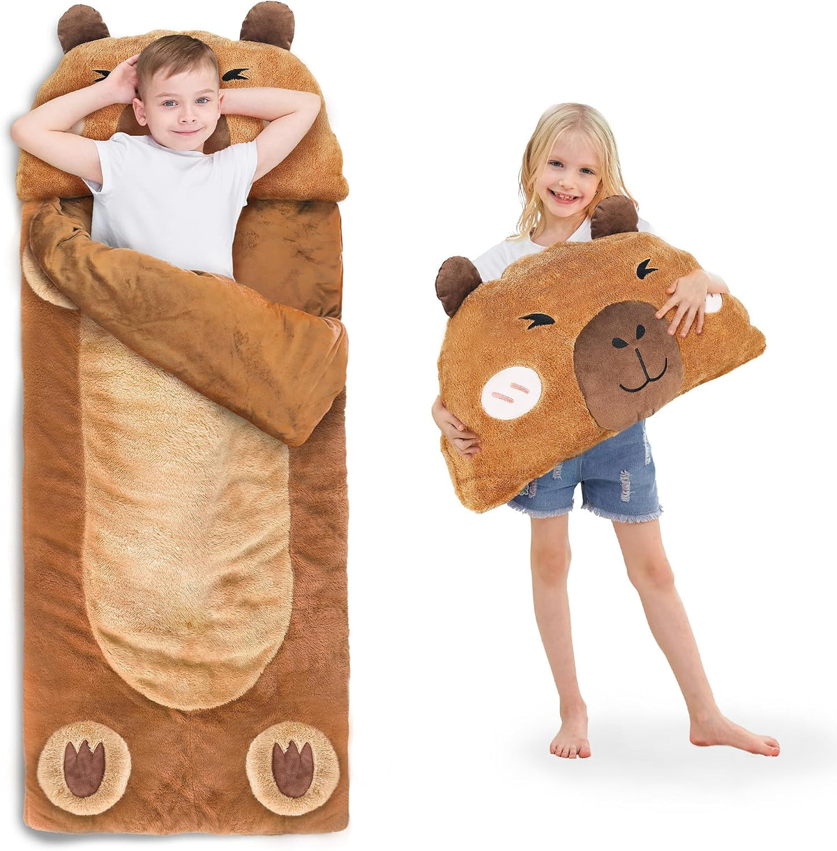 iPlay, iLearn Kid Capybara Sleeping Bag, Toddler Boys Girls Daycare Nap Mat