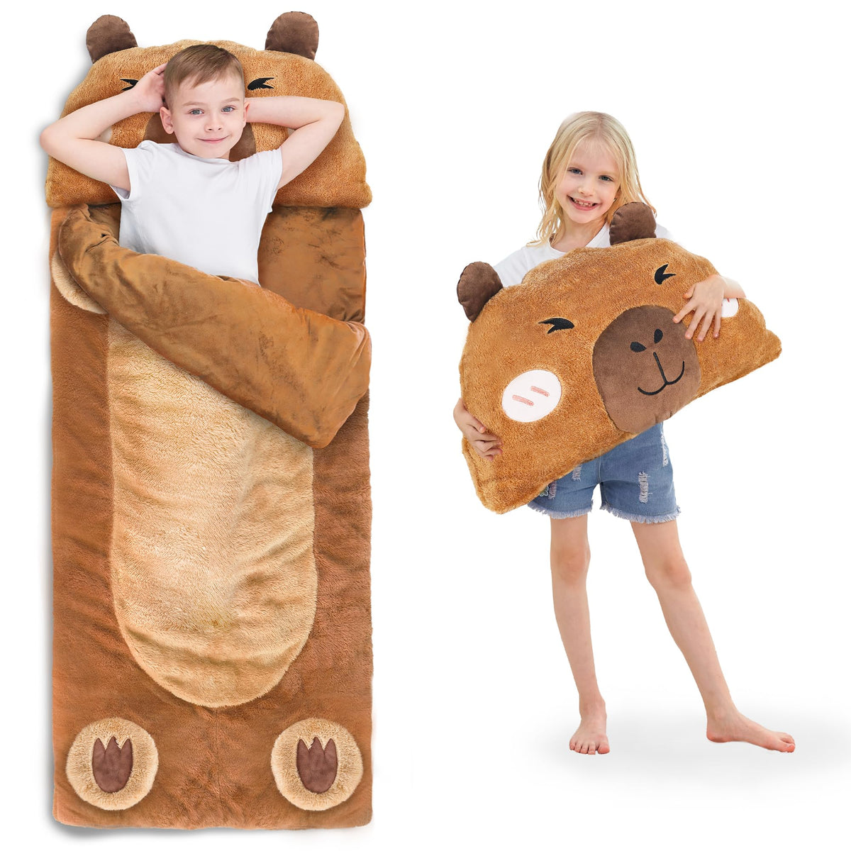 iPlay, iLearn Kid Capybara Sleeping Bag, Toddler Boys Girls Daycare Nap Mat