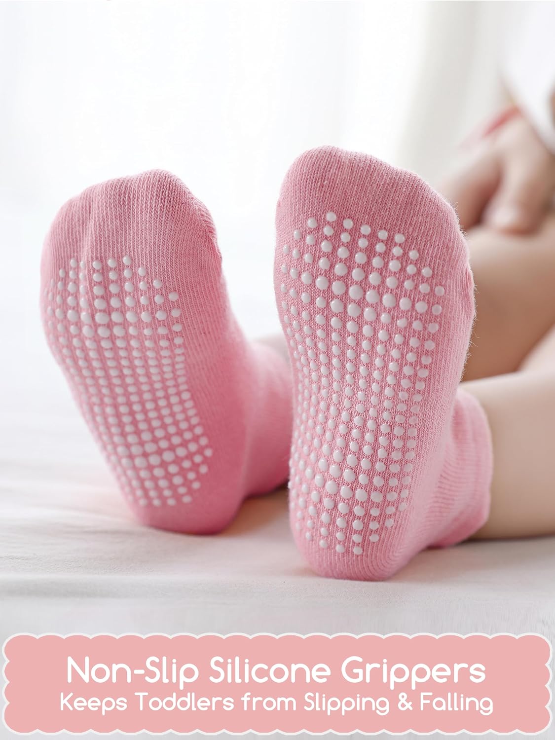 Aroveea Toddler Socks Non Slip Grip Ankle Baby 12 Pack for Kids Boys Girls