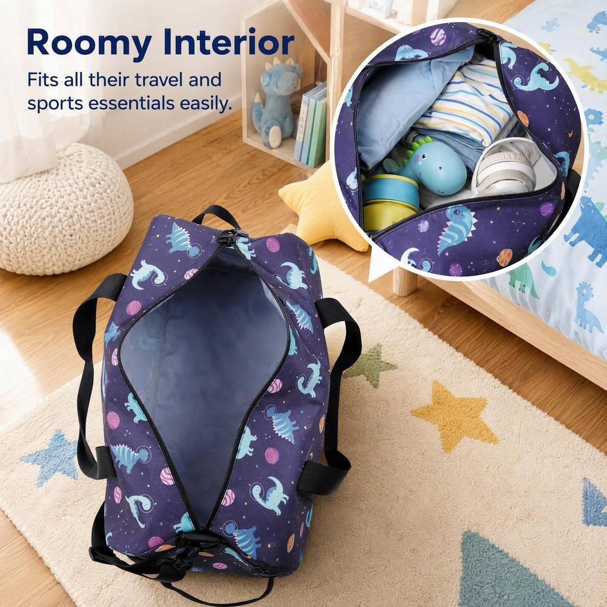 Kids Duffle Bag Overnight Travel Sports Weekender Duffel Bag for Boys Girls