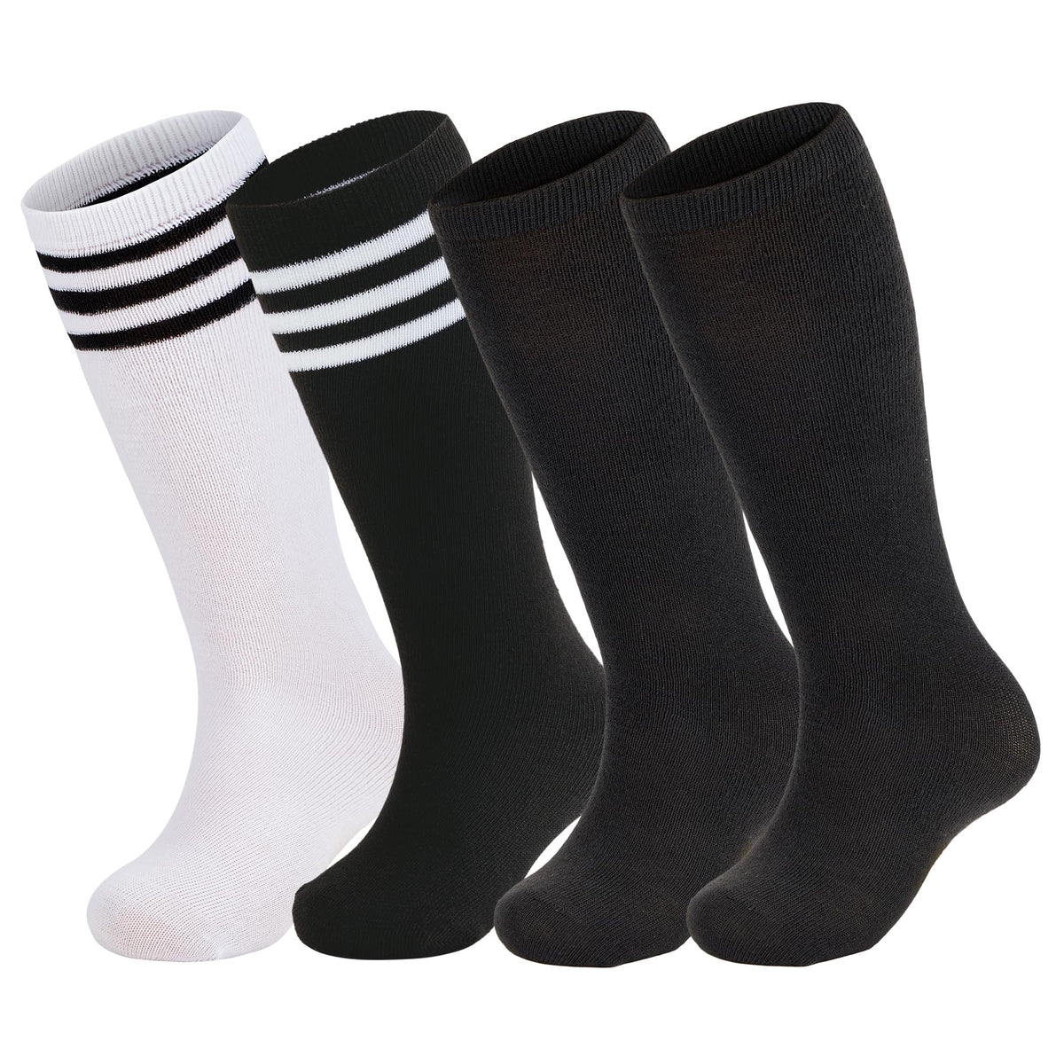 Zando 4 Pairs Kids Soccer Socks Athletic Youth Boys Girls Knee High Socks