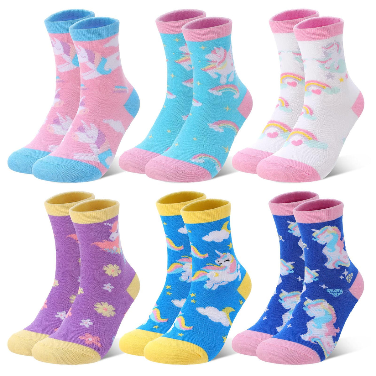 Kids Athletic Crew Socks for Girls Boys with Funny Prints