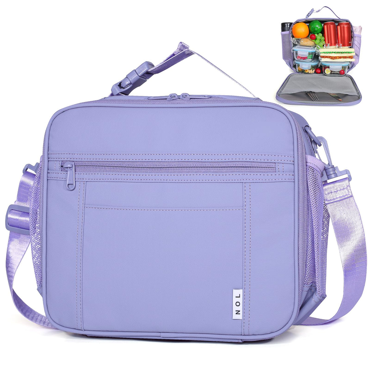 NOL Lunch Bag for Children Adult Insulated Lunch box Waterproof Cooler Reusable Zip Closure with Buckle Handle Holds for Snacks & Water Bottle School Work, Light blue