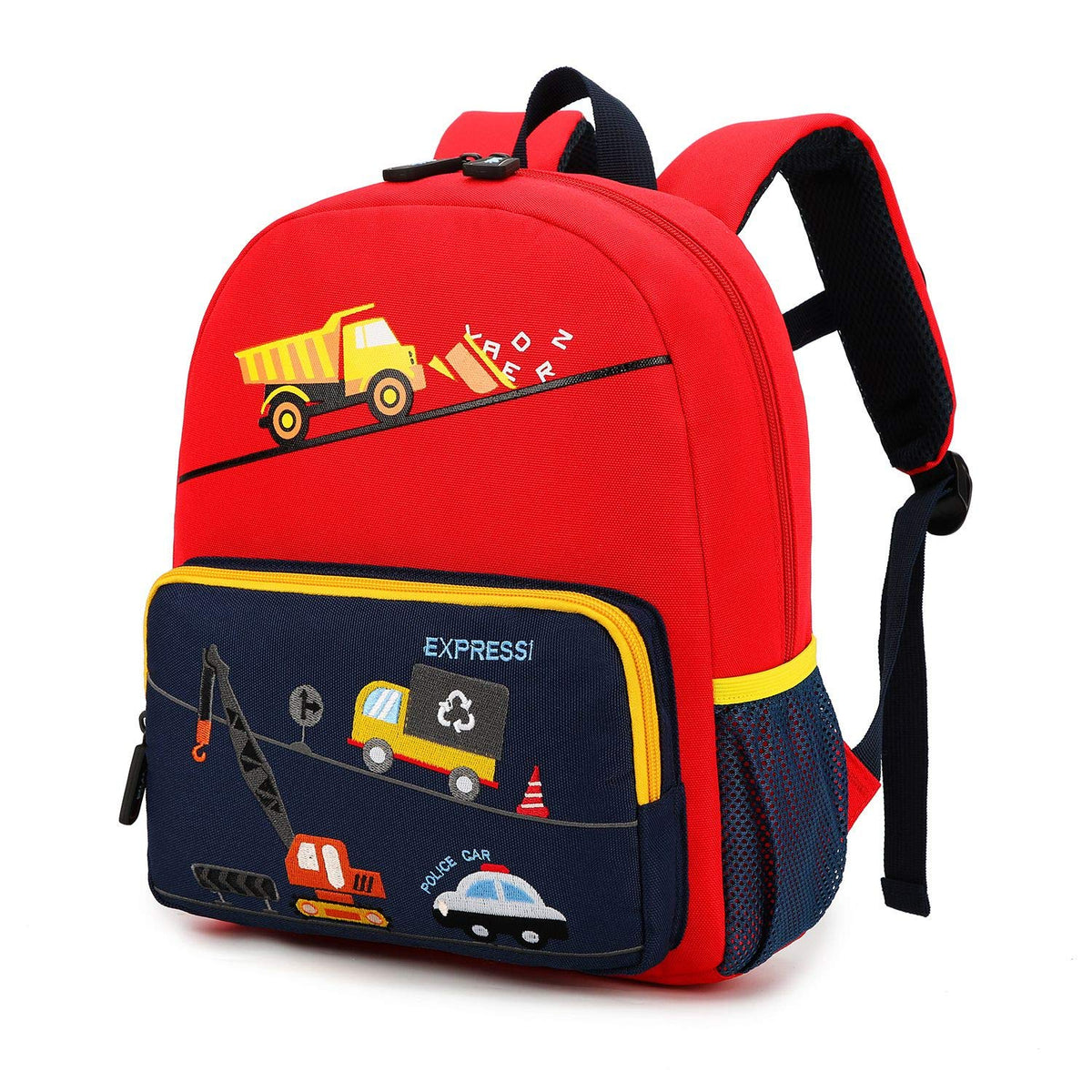 willikiva Car Dinosaur Kids Toddler Backpack for Boys and Girls Children Waterproof Preschool Bag(Red Music Party)